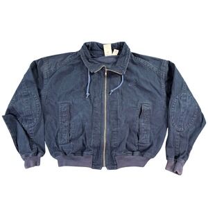 Vintage Nike Challenge Court Bomber Jacket Mens XL Blue Denim Full Zip Swoosh